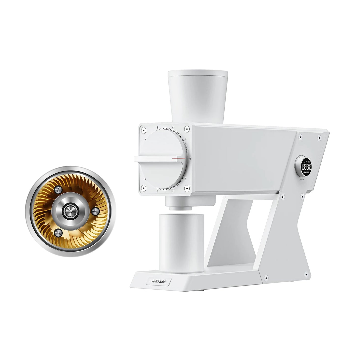 MHW-3BOMBER F74 Electric Grinder – 74mm Ti Flat Burr, 90-Step Stepless Espresso to French Press