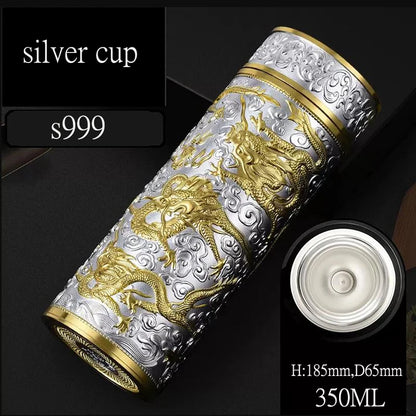 Teapot Thermos Inner Wall Sterling Silver S999 350-600ml Thermos Mug Stainless Steel Tumbler Thermos Travel Coffee Mug