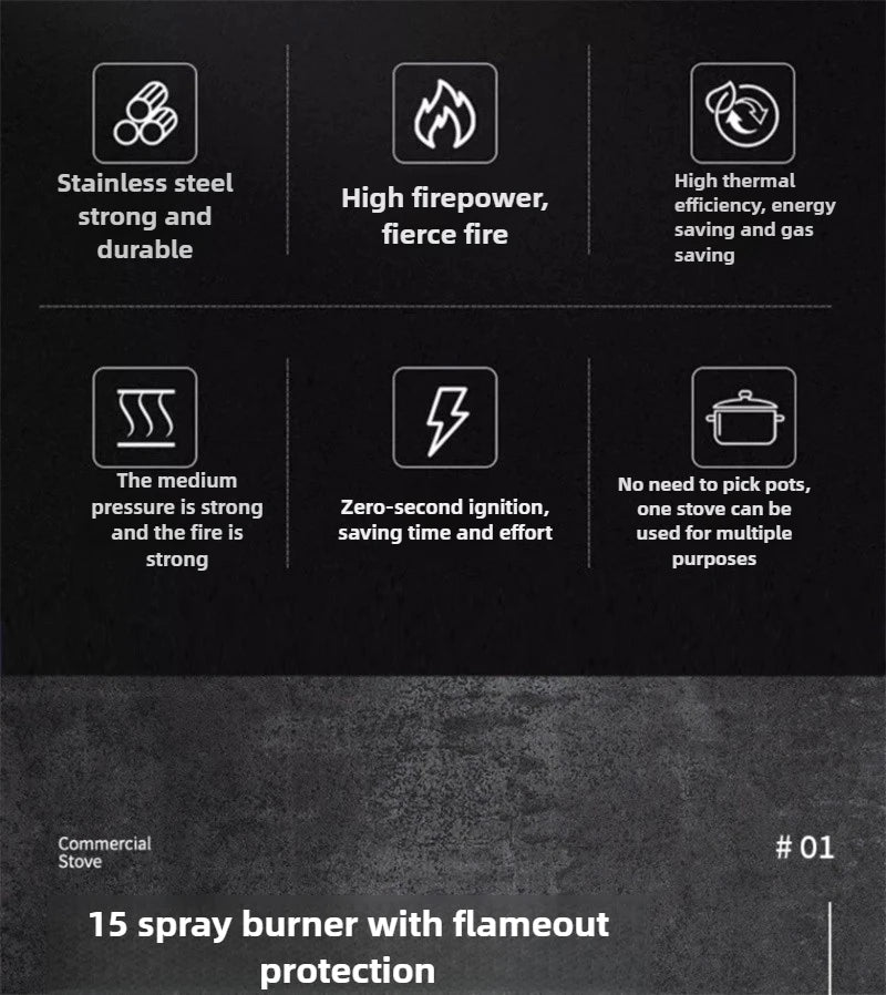 Home Fierce Fire Stove Gas Cooktop Commercial Single Burner Medium and High Pressure Liquefied Gas Stove Energy-saving Gas Hob