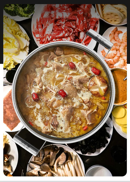 KENGQIANG Double ear 316 Stainless steel deep thick flat bottomed stew wok cooking pot non stick home frying pan cookware