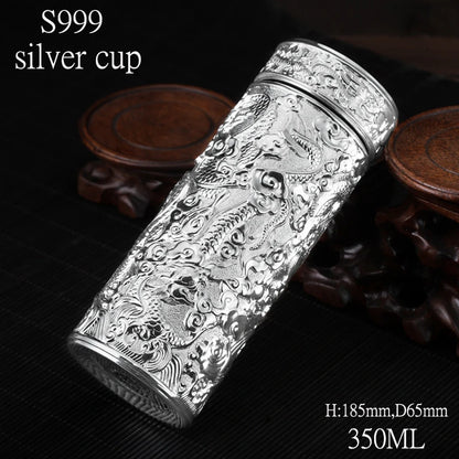 Teapot Thermos Inner Wall Sterling Silver S999 350-600ml Thermos Mug Stainless Steel Tumbler Thermos Travel Coffee Mug