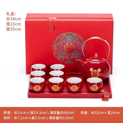 Ceramic Tea Set for Weddings, Home Teapot, Engagement and Dowry Gift, New lyweds