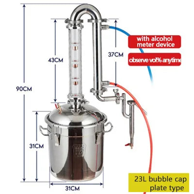 23L Home Distiller Alcohol Moonshine Electric Tubular Distilling Column Machine Wine Fermentation Used Distillation Equipment