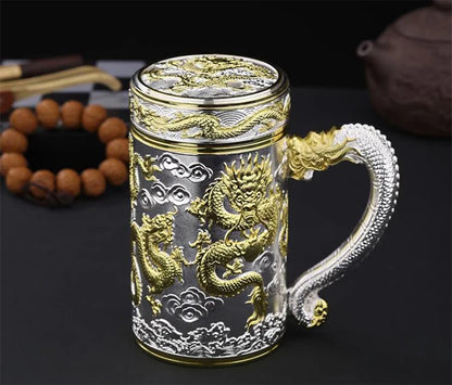 Teapot Thermos Inner Wall Sterling Silver S999 350-600ml Thermos Mug Stainless Steel Tumbler Thermos Travel Coffee Mug