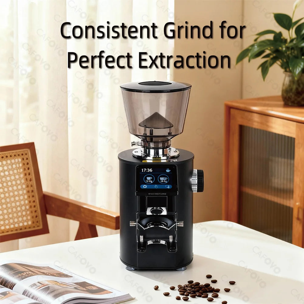 CAFOVO K64SC 64mm Flat Burr Espresso Grinder – Professional Weighing & Touch Screen Coffee Grinder