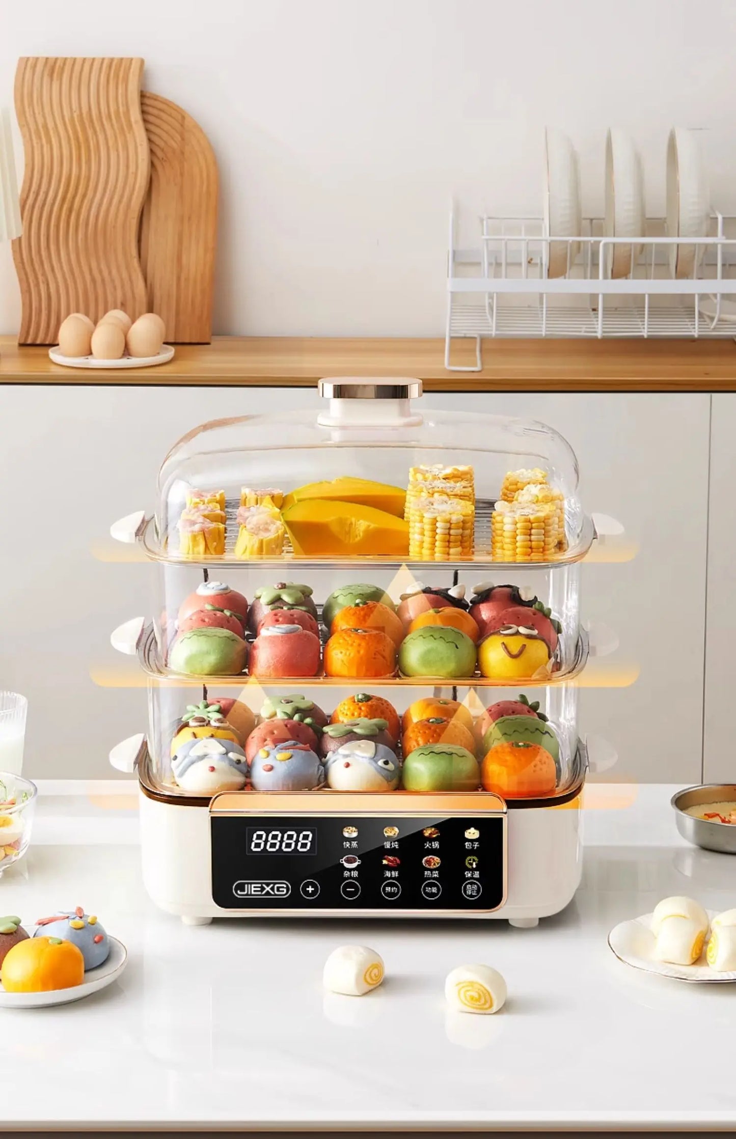 4-Layer Electric Steamer – Multi-Function Large-Capacity Cooker with Timer
