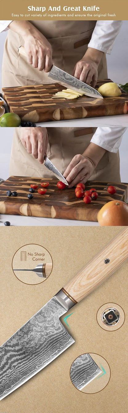 Extra Sharpness Blade Damascus Steel Powder Core S35VN 62-64 Hardness Kitchen Chef Knife