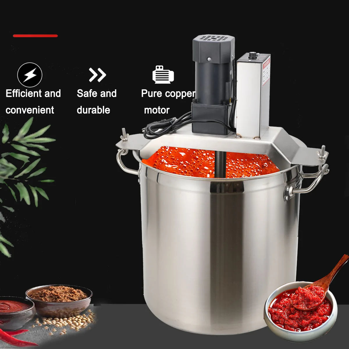 Automatic Hot Pot Fried Machine Small Mixer Food Mixing Stainless Steel Barrel Non Stick Pan Hot Pot Seasoning Stir-Frying
