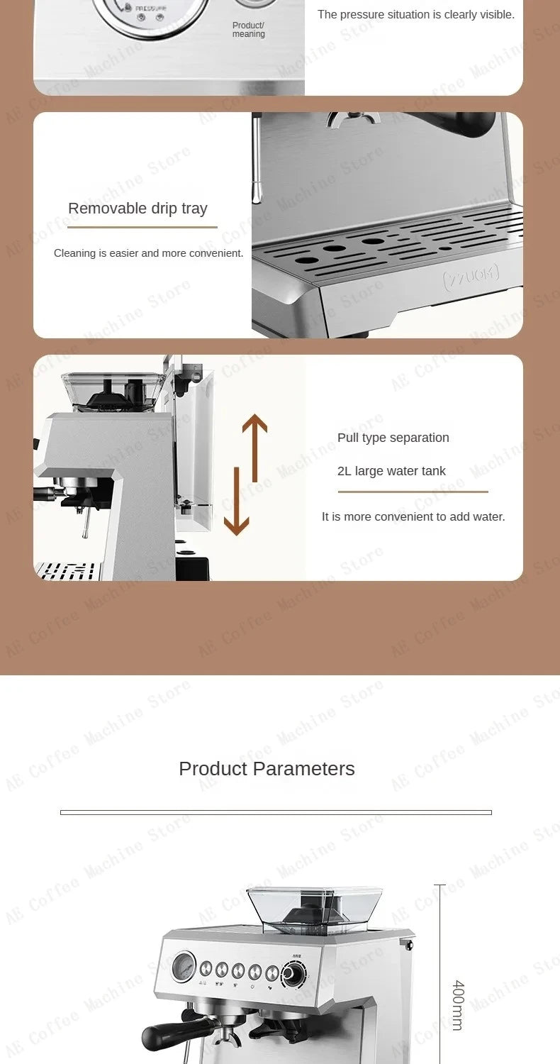 Integrated Grinder Coffee Machine Fully Automatic Espresso Coffee Machine Steam Milk Frothing Machine Italian-style Coffee Maker
