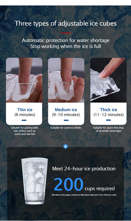 25KG Ice Maker Electric Commercial Ice Cube Maker Small Household Multifunctional Bottled Water Automatic English Panel