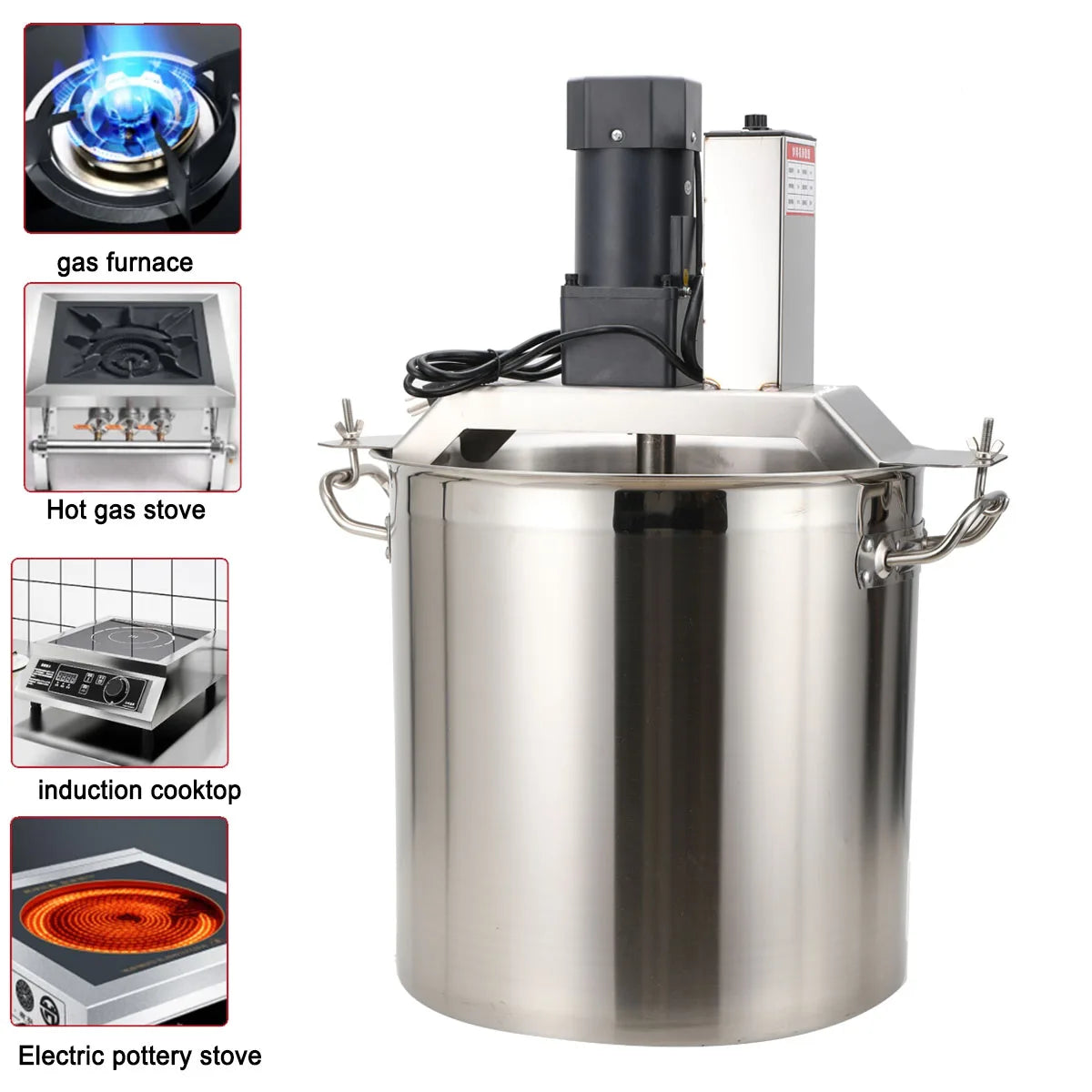 Automatic Hot Pot Fried Machine Small Mixer Food Mixing Stainless Steel Barrel Non Stick Pan Hot Pot Seasoning Stir-Frying