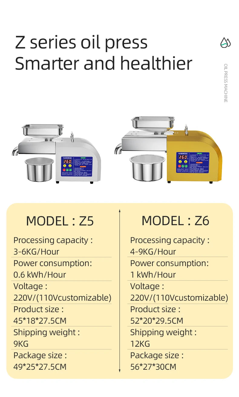 BEAUTIUSN,110V/220V New Automatic  Oil Press Machine Commercial Home cold Oil Extractor Expeller Presser ,flaxseed Sunflower Oil