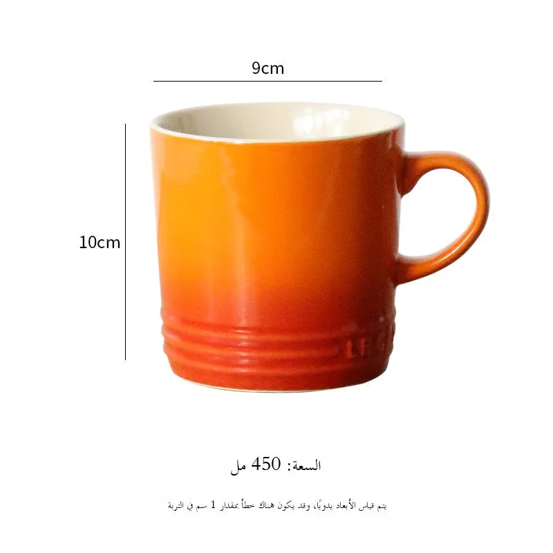 6-Piece Rainbow Ceramic Cup Set – Le Creuset Style Coffee & Milk Cups for Home or Travel