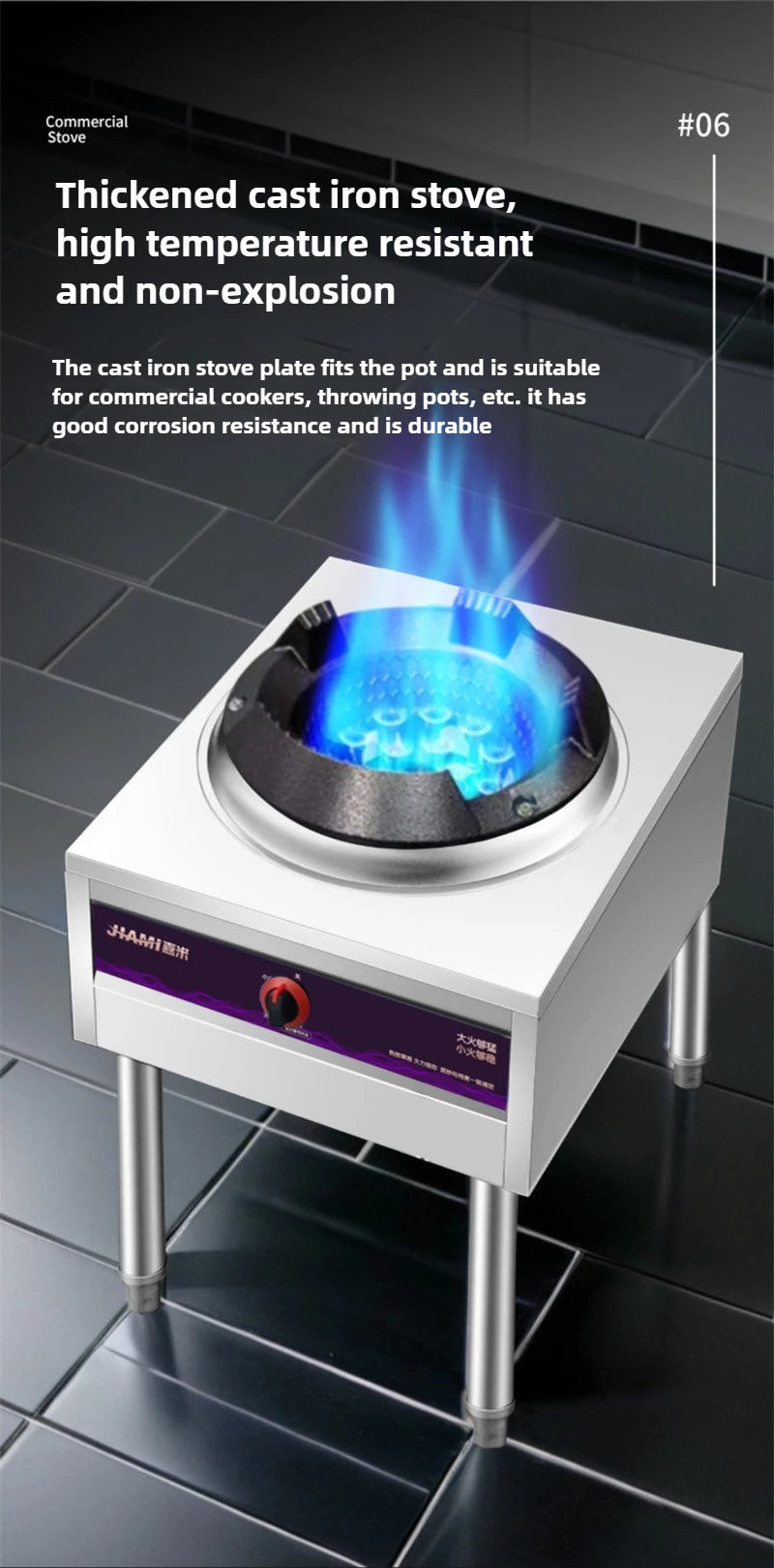 Home Fierce Fire Stove Gas Cooktop Commercial Single Burner Medium and High Pressure Liquefied Gas Stove Energy-saving Gas Hob