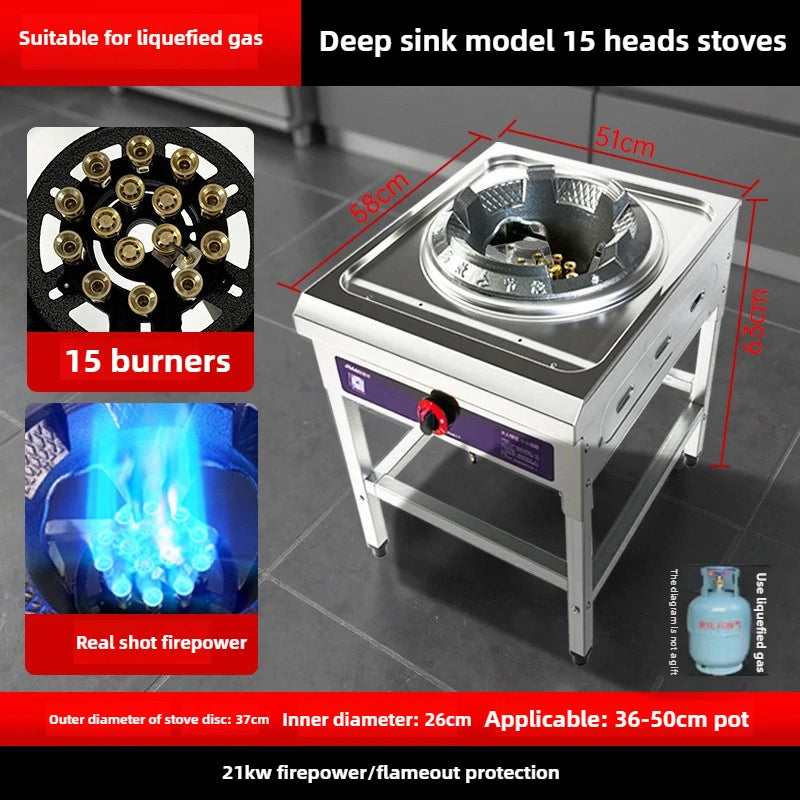 Home Fierce Fire Stove Gas Cooktop Commercial Single Burner Medium and High Pressure Liquefied Gas Stove Energy-saving Gas Hob