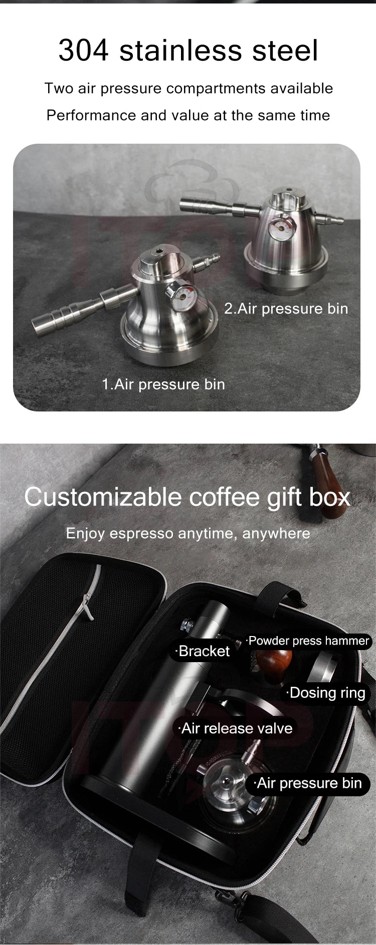 ITOP Pneumatic Coffee Machine Portable Manual Home Outdoor Air Pump Air Pressure Extraction Espresso Semi-automatic Coffee Maker