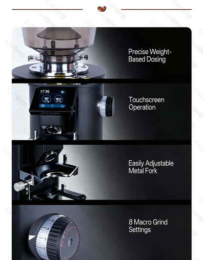 CAFOVO K64SC 64mm Flat Burr Espresso Grinder – Professional Weighing & Touch Screen Coffee Grinder