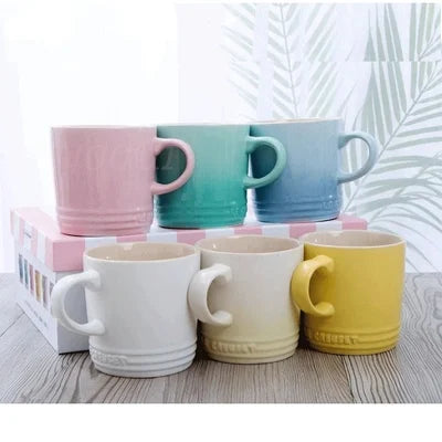 6-Piece Rainbow Ceramic Cup Set – Le Creuset Style Coffee & Milk Cups for Home or Travel
