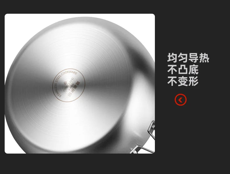 Stainless Steel Frying Pan 316 Stainless Steel Flat Bottomed Frying Pan Deep Uncoated Induction Cooker Vegetable Frying Pan