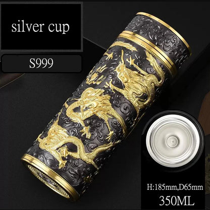 Teapot Thermos Inner Wall Sterling Silver S999 350-600ml Thermos Mug Stainless Steel Tumbler Thermos Travel Coffee Mug