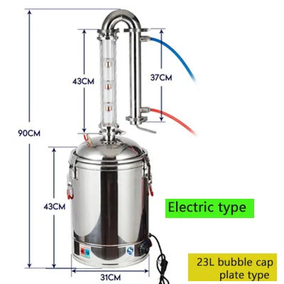 23L Home Distiller Alcohol Moonshine Electric Tubular Distilling Column Machine Wine Fermentation Used Distillation Equipment