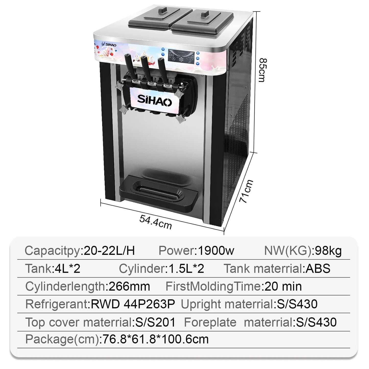 VEVOR NEW Commercial Soft Serve Ice Cream Machine For Sale fried roll home instant ice cream machine 220V Stainless Steel