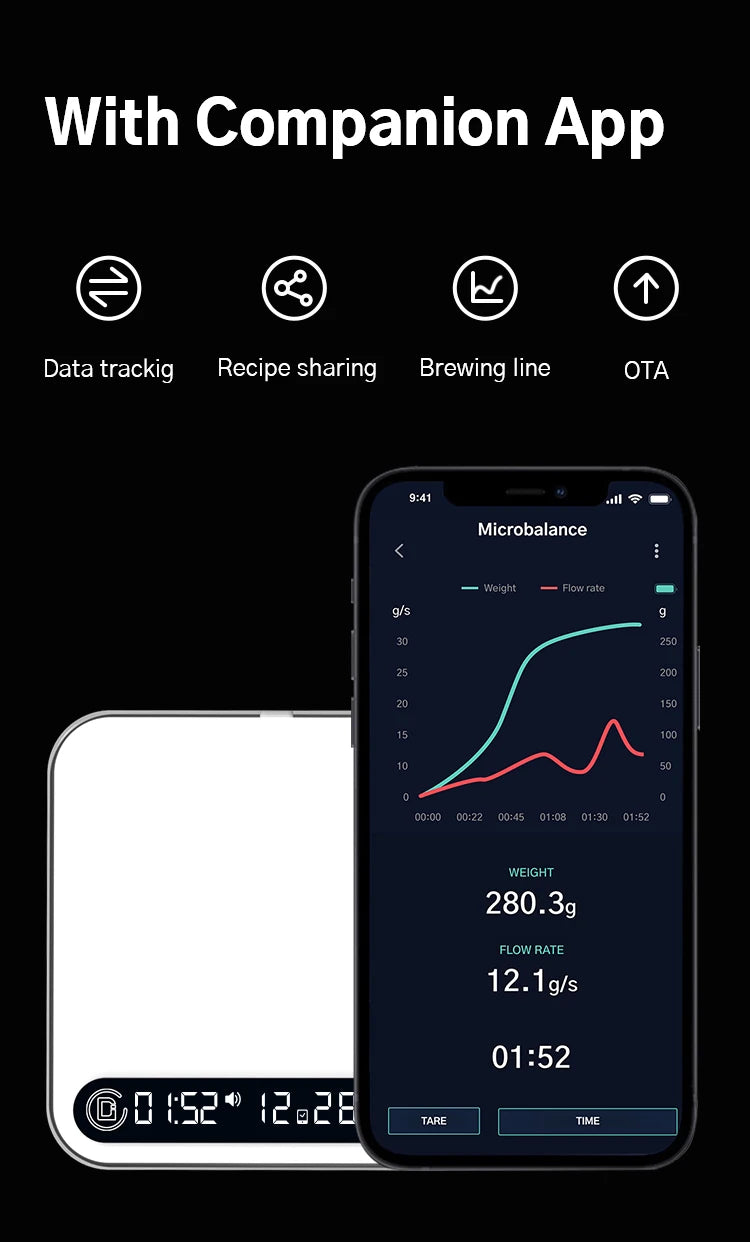 DiFluid Coffee Electronic Scale Espresso Scale Coffee Bean Weighing Timer High Quality Kitchen Scale Accurate To 0.1g