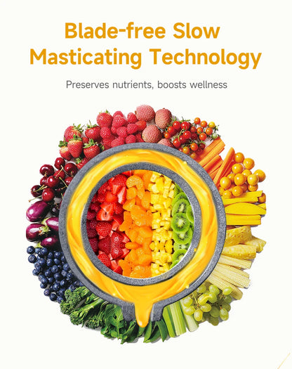 LUFVEBUT Large Calibre Slow Juicer 250W Cold Press Masticating Extractor BPA Free High Juice Yield Safe Kitchen Gadget