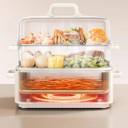 Stainless steel electric steamer household multi-functional three-layer large-capacity steamer new cooking integrated pot