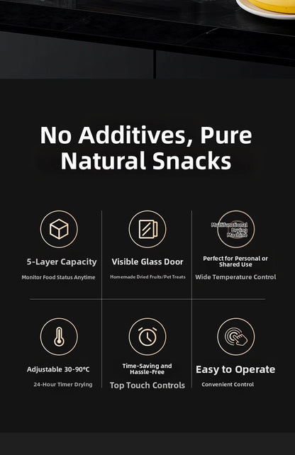 Commercial 5-Layer Stainless Steel Dehydrator with Digital Temperature Control