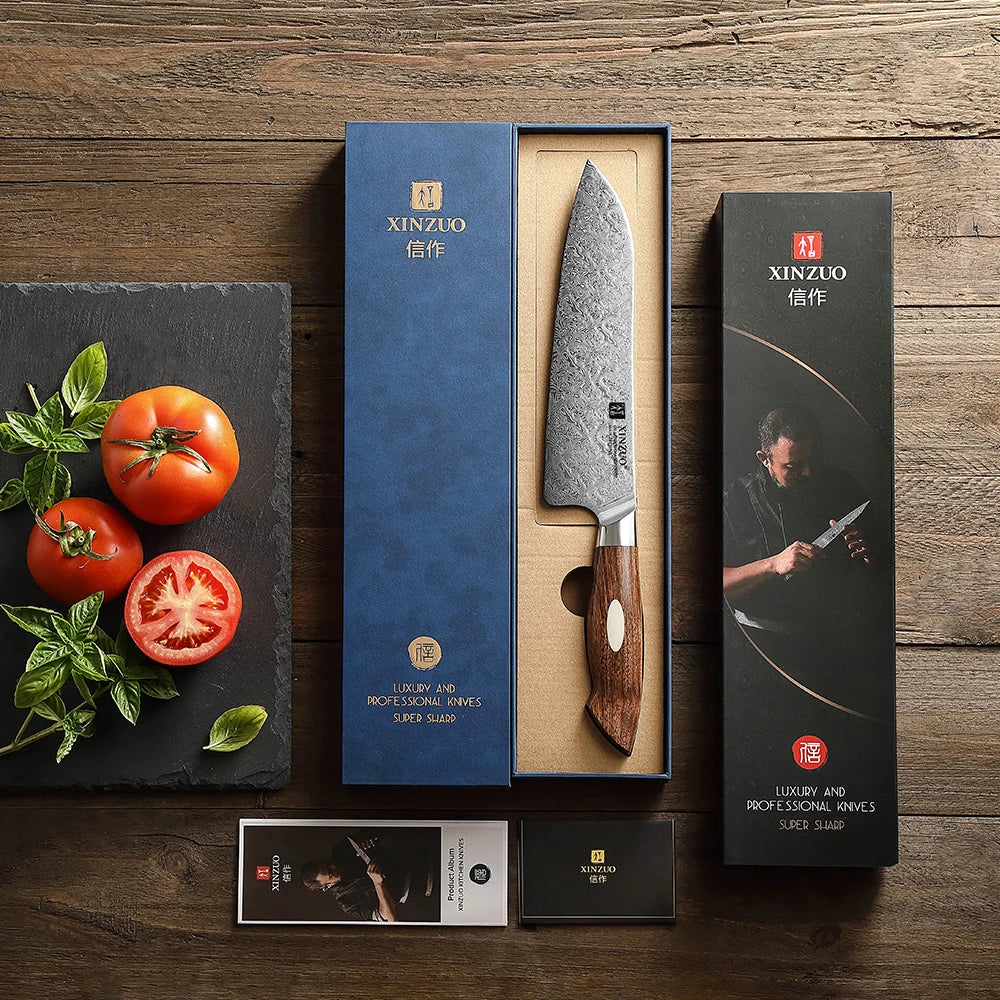 XINZUO 7.8'' Japanese Chef's Knife High-carbon Dual-core Damascus Steel Cooking Knife for Meat Vegetable Fish Fillet Salmon