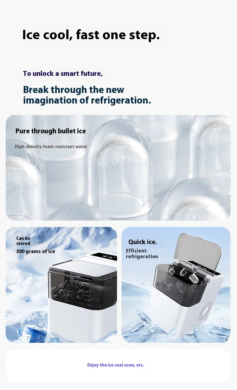 MOCATT Desktop Fully Automatic Bullet Shaped Ice Making Machine, Capable Of Making 9 Pieces Of Ice At Once, Continuously Making