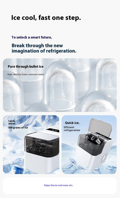 MOCATT Desktop Fully Automatic Bullet Shaped Ice Making Machine, Capable Of Making 9 Pieces Of Ice At Once, Continuously Making