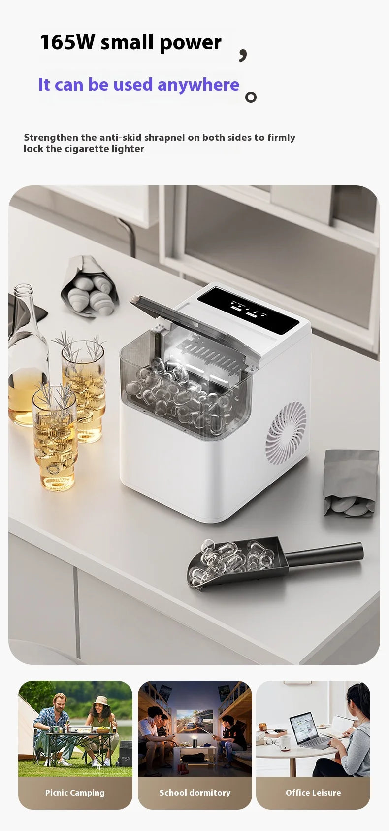 MOCATT Desktop Fully Automatic Bullet Shaped Ice Making Machine, Capable Of Making 9 Pieces Of Ice At Once, Continuously Making