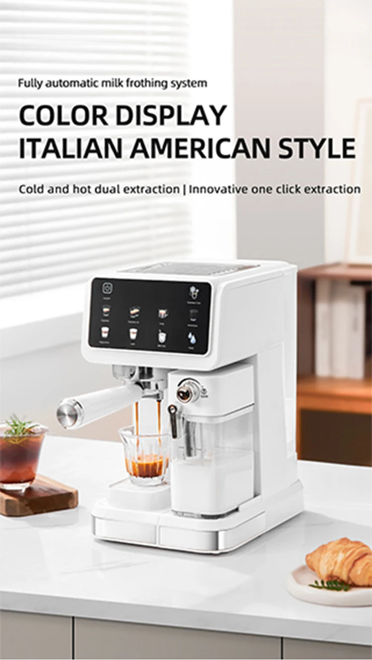 Italian Espresso Machine Household High-pressure Automatic Milk Foam Making Intelligent Color Screen Integrated Coffee Machine