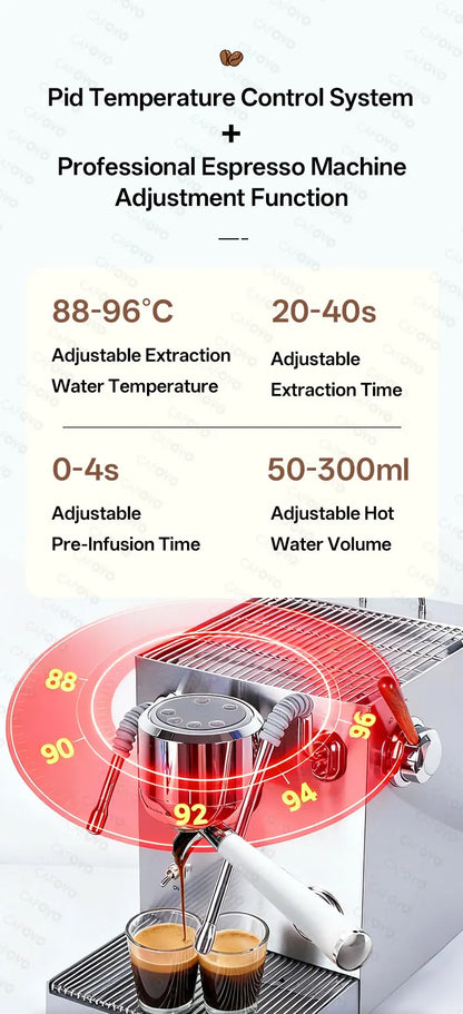 CAFOVO E120 9Bar Commercial Dual Boiler Espresso Machine ULKA Pump OPV System with OLED Display for Cafe Coffee Maker 220V