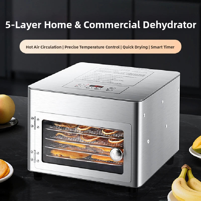 Commercial 5-Layer Stainless Steel Dehydrator with Digital Temperature Control