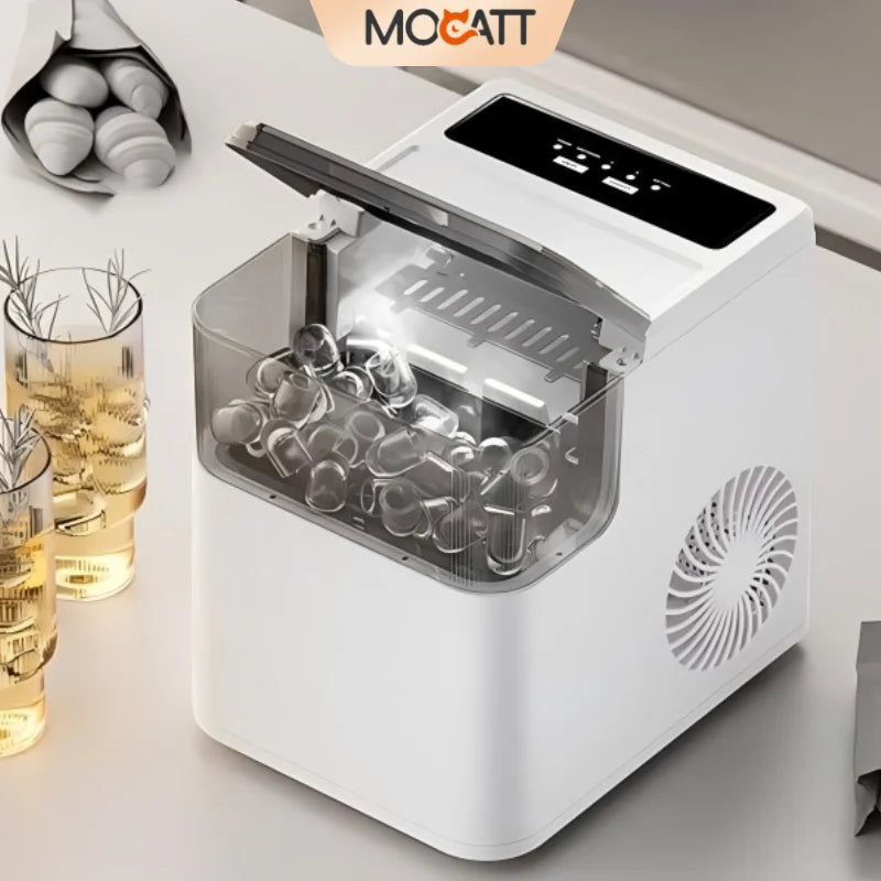 MOCATT Desktop Fully Automatic Bullet Shaped Ice Making Machine, Capable Of Making 9 Pieces Of Ice At Once, Continuously Making