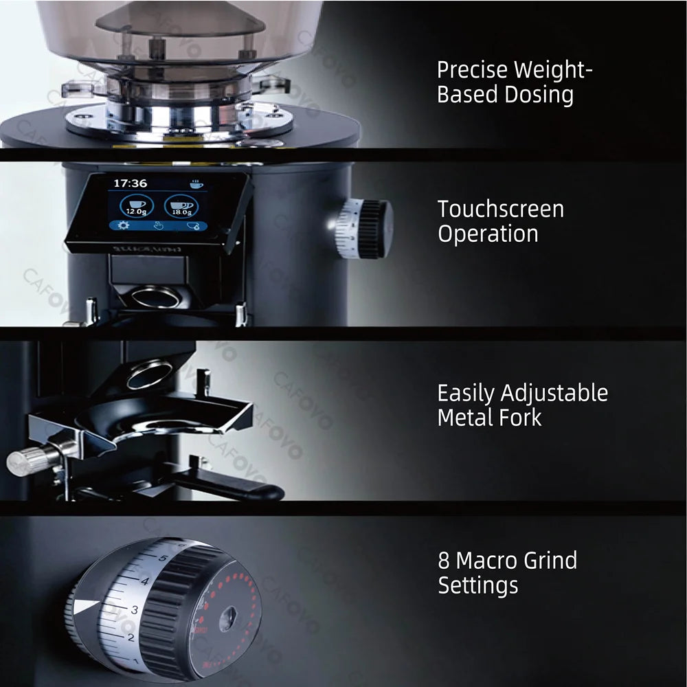CAFOVO K64SC 64mm Flat Burr Espresso Grinder – Professional Weighing & Touch Screen Coffee Grinder