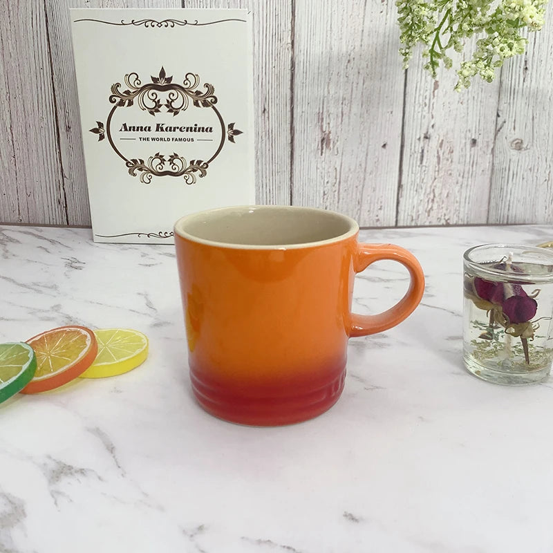 6-Piece Rainbow Ceramic Cup Set – Le Creuset Style Coffee & Milk Cups for Home or Travel