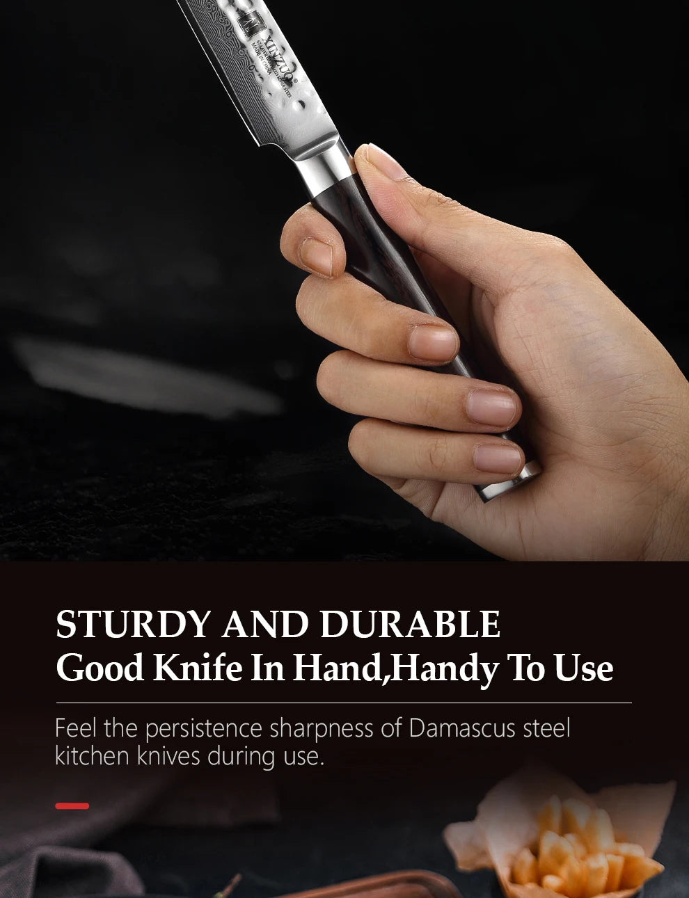 XINZUO 5 Inches Damscus Pattern Sharp Steak Knife Meat Slicing Knife Restaurant Cutlery With Pkkawood Handle Kitchen Tools