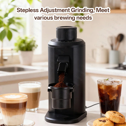 CAFOVO G180FV Electric Coffee Bean Grinder 80mm Flat Burrs 800-1600RPM Stepless Grind Plasma Anti Static Single Dose Grinder