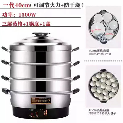 Commercial breakfast shop Multifunctional Stainless Steel Electric Steamer, new style Large Capacity, steamed buns