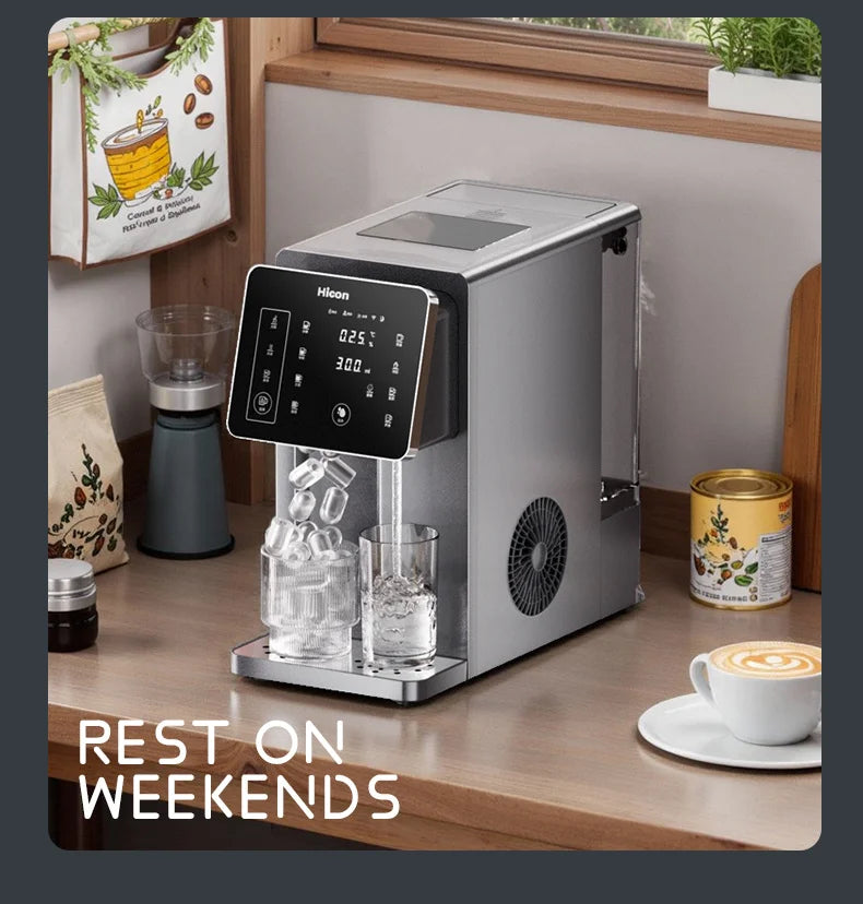 3-in-1 Ice Maker & Water Dispenser: Countertop Home Appliance with Instant Heating/Cooling, Large Capacity, Energy Saving