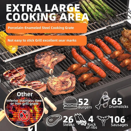 36-Inch Extra Large Charcoal Grill – 620 Sq.In BBQ Cooking Area with Thermometer & Independent Lifting Charcoal Trays