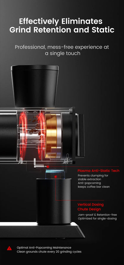 MHW-3BOMBER F74 Electric Grinder – 74mm Ti Flat Burr, 90-Step Stepless Espresso to French Press