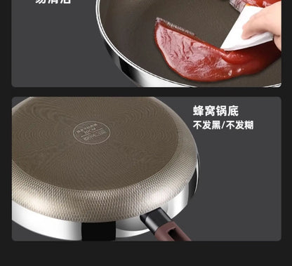 Titanium Pan 316 Stainless Steel Uncoated Non-stick Pan Household Cooking Pot Induction Cooker Special Steak Frying Pan