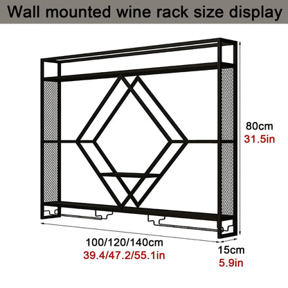 Metal Wall Bar Shelves with Wine Rack – Liquor Bottle Storage Holder for Kitchen, Dining Room & Home Bar Décor