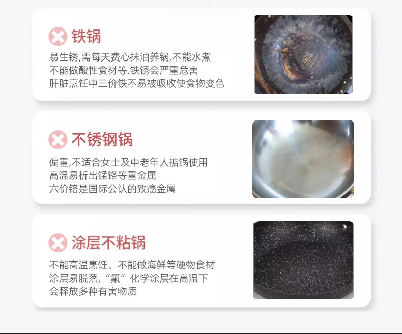 Titanium Wok Pure Titanium Uncoated Wok Household Flat Bottom Hammer Printing Physical Non-Stick Frying Pan