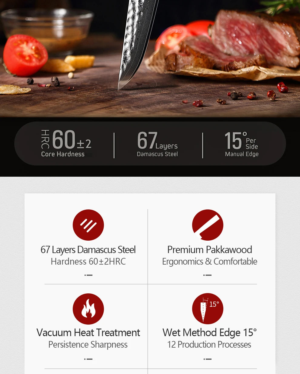 XINZUO 5 Inches Damscus Pattern Sharp Steak Knife Meat Slicing Knife Restaurant Cutlery With Pkkawood Handle Kitchen Tools